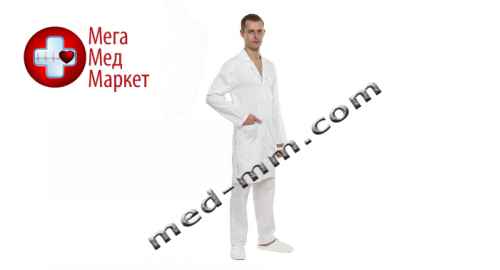 Купить Медицинский халат мужской Лондон белый №135 цена, характеристики, отзывы